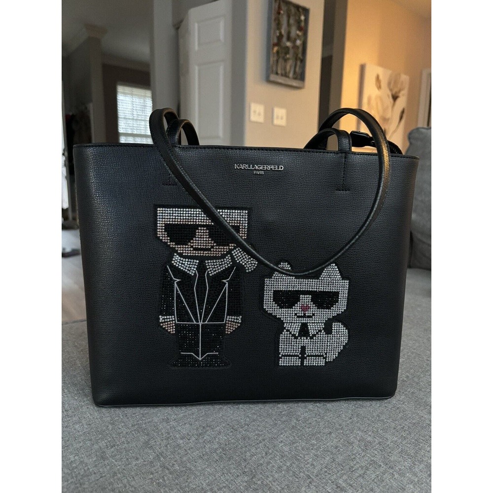 NEW KARL LAGERFELD MAYBELLE TOTE BAG CRYSTAL KARL & CHOUPETTE NWT